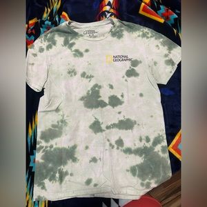 Green tie-dye men’s shirt